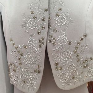 Gray formal gown with embroidered bolero